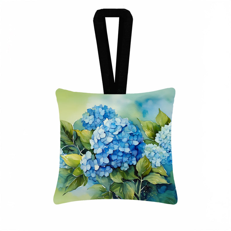 Hydrangeas in Watercolor Hanging Square Fabric Ornament 3.5 × 3.5