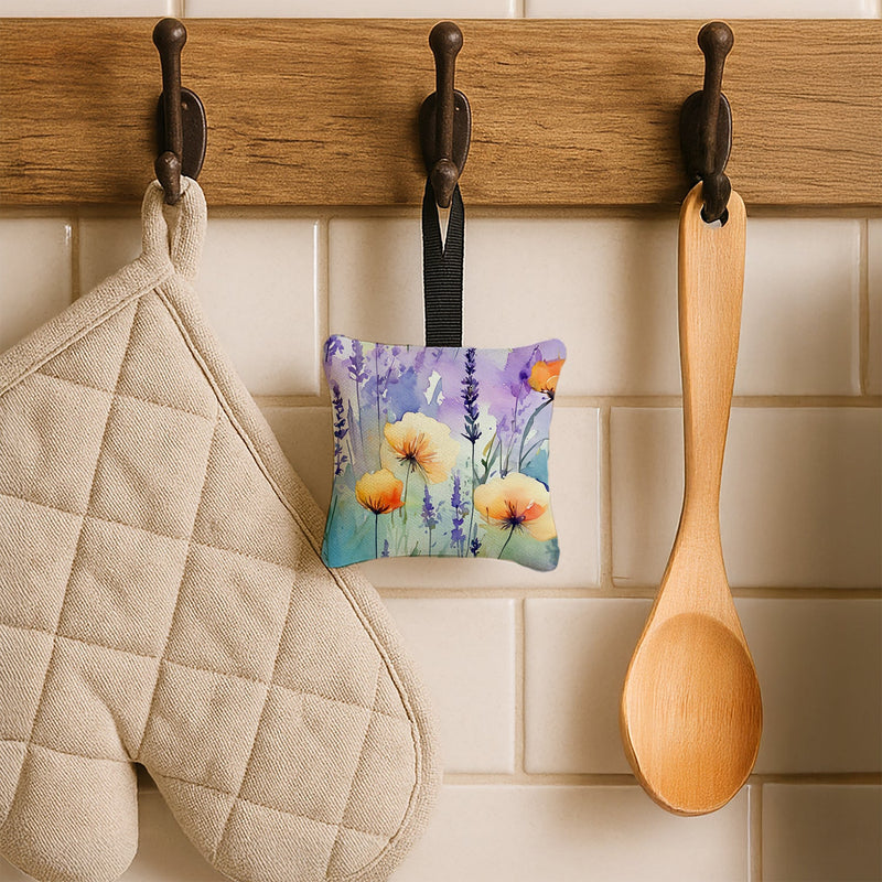 Lavender in Watercolor Hanging Square Fabric Ornament 3.5 × 3.5