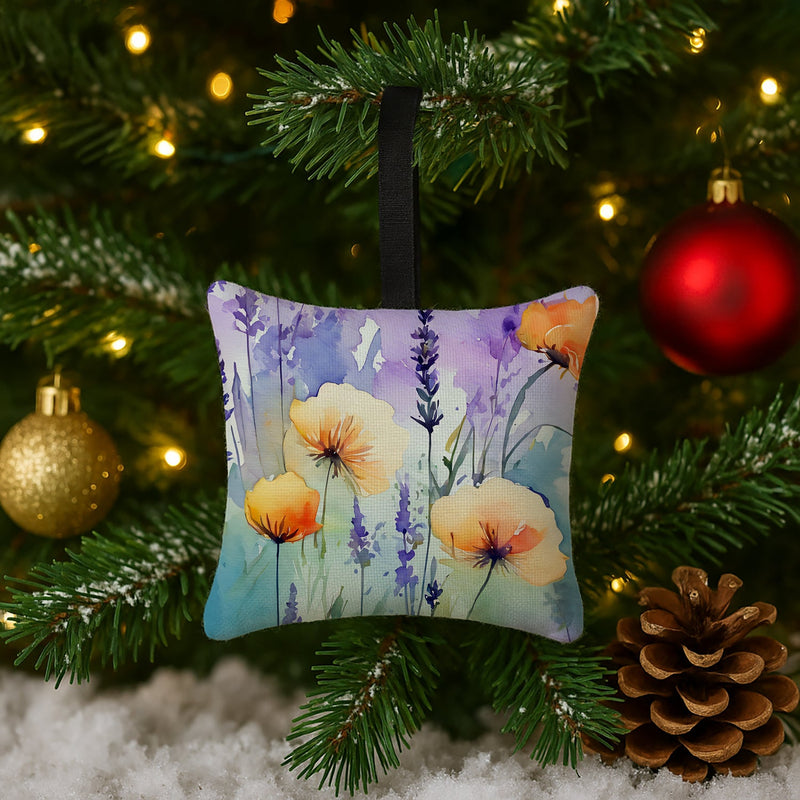 Lavender in Watercolor Hanging Square Fabric Ornament 3.5 × 3.5