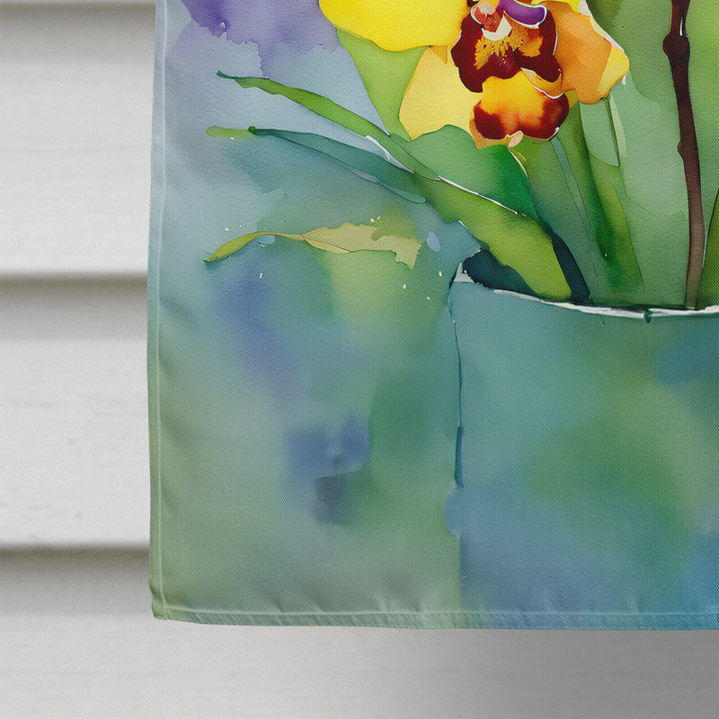 Orchids in Watercolor House Flag