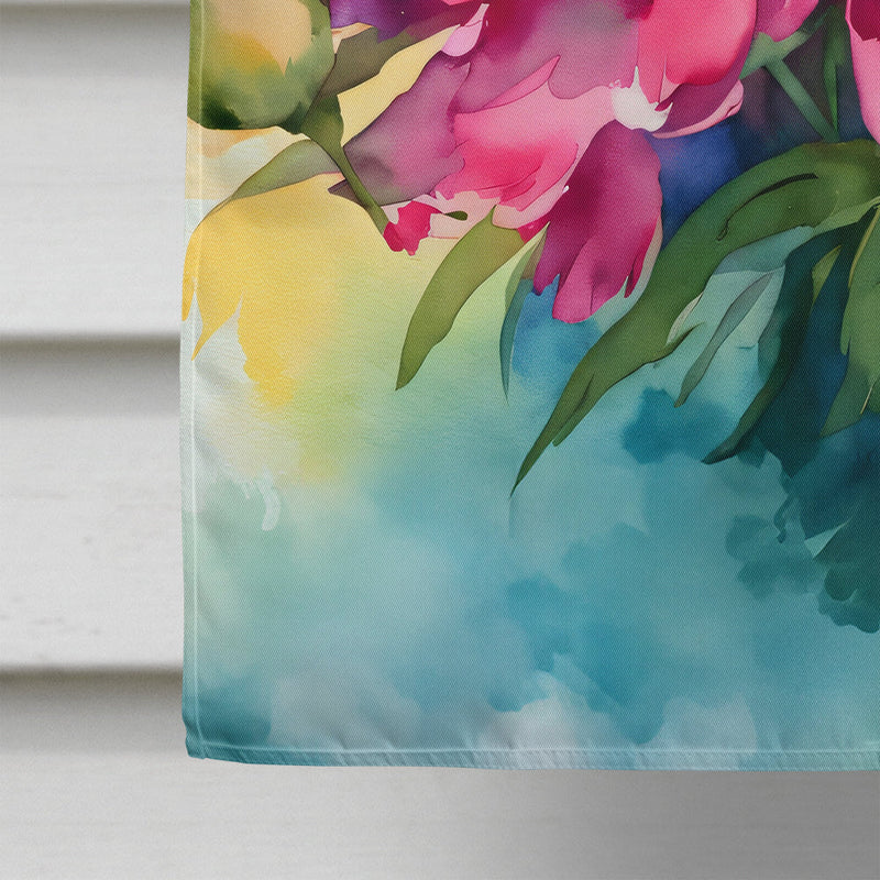 Peonies in Watercolor House Flag