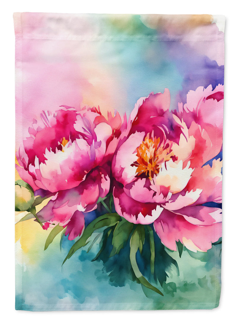 Peonies in Watercolor House Flag