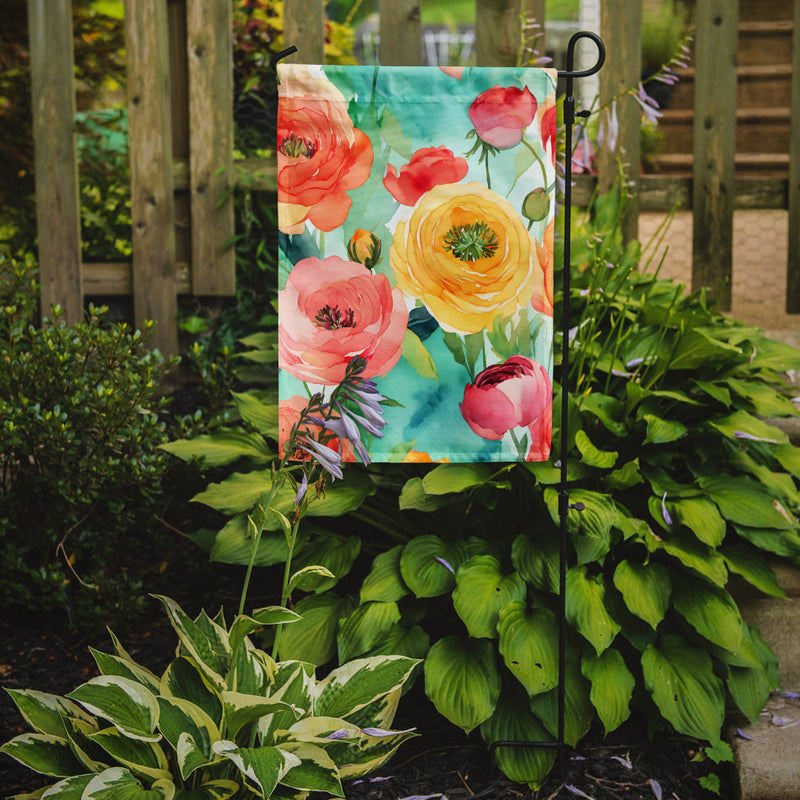 Ranunculus in Watercolor Garden Flag – Outdoor Decorative Yard Flag
