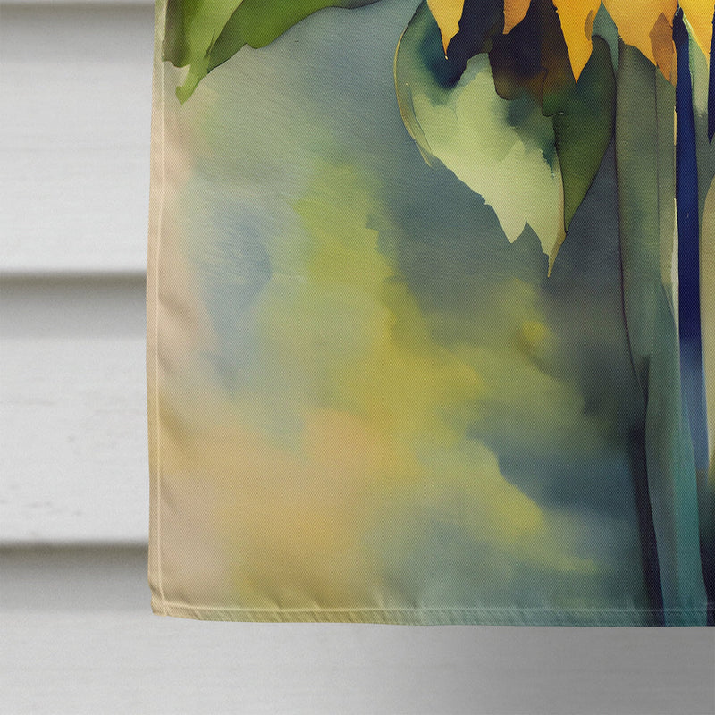 Sunflowers in Watercolor House Flag