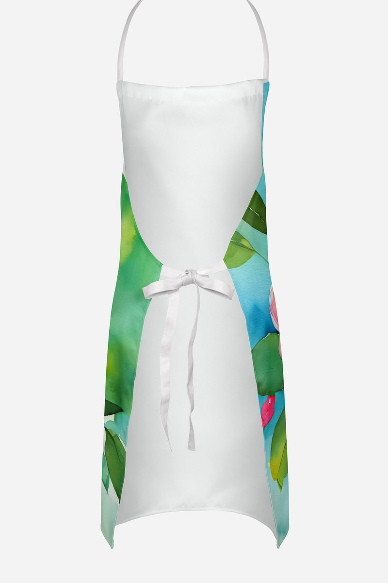 Alabama Camellia in Watercolor Apron – Artist-Designed Kitchen, BBQ & Craft Apron