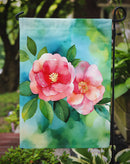 Alabama Camellia in Watercolor Garden Flag – Outdoor Decorative Yard Flag
