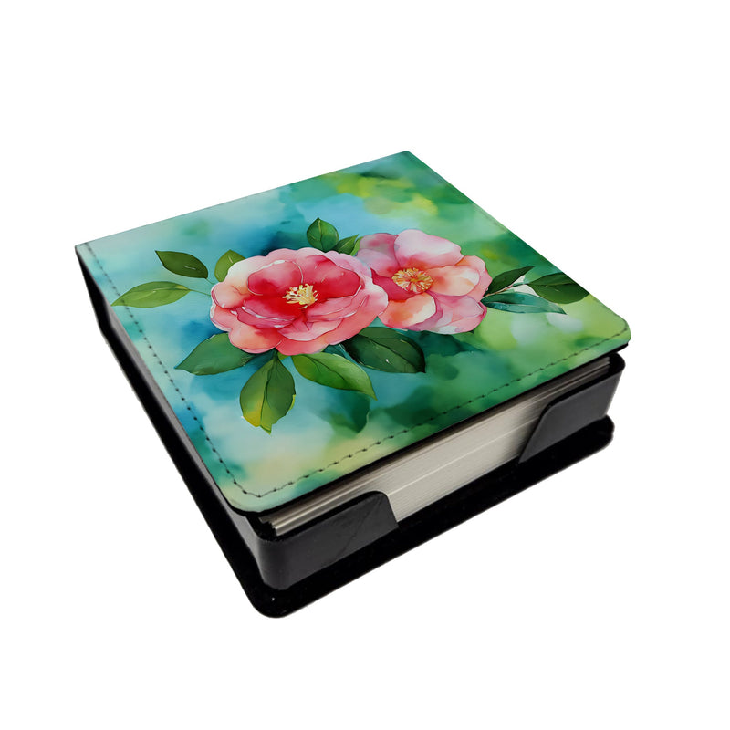 Alabama Camellia in Watercolor PU Leather Note Paper Holder