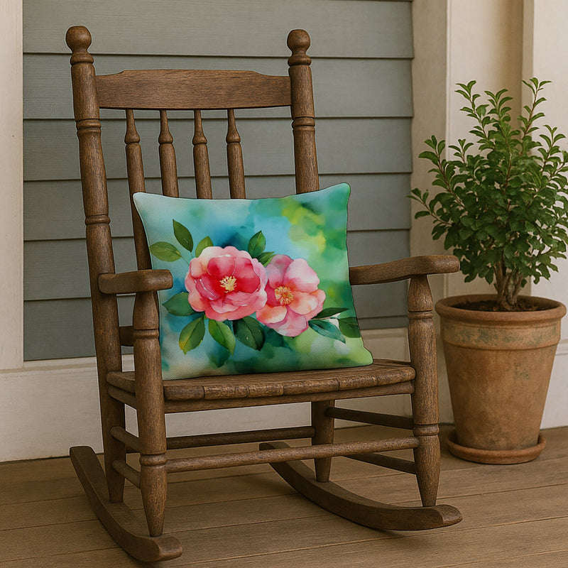 Alabama Camellia in Watercolor Throw Pillow
