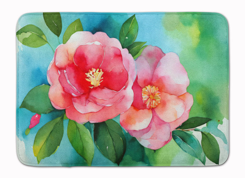 Alabama Camellia in Watercolor Memory Foam Kitchen Mat