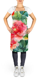 Alabama Camellia in Watercolor Apron – Artist-Designed Kitchen, BBQ & Craft Apron