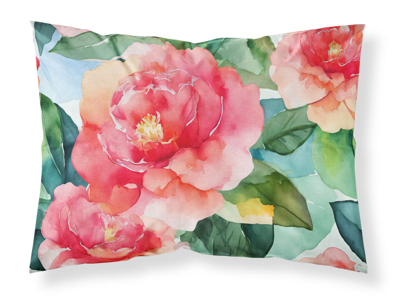 Alabama Camellia in Watercolor Fabric Standard Pillowcase