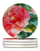 Alabama Camellia in Watercolor Large Sandstone Coasters Pack of 4