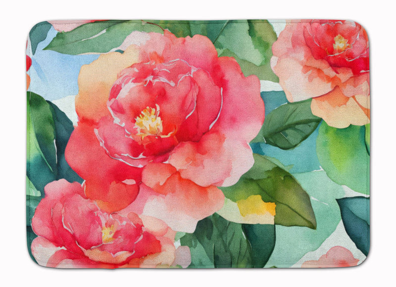 Alabama Camellia in Watercolor Memory Foam Kitchen Mat
