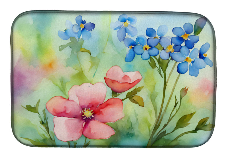 Alaska Forget-me-nots in Watercolor Dish Drying Mat