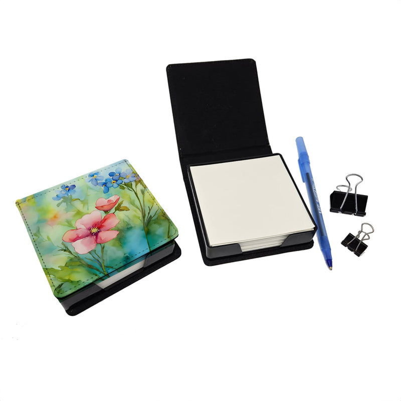 Alaska Forget-me-nots in Watercolor PU Leather Note Paper Holder
