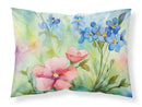 Alaska Forget-me-nots in Watercolor Fabric Standard Pillowcase – Artistic Decorative Front, White Back