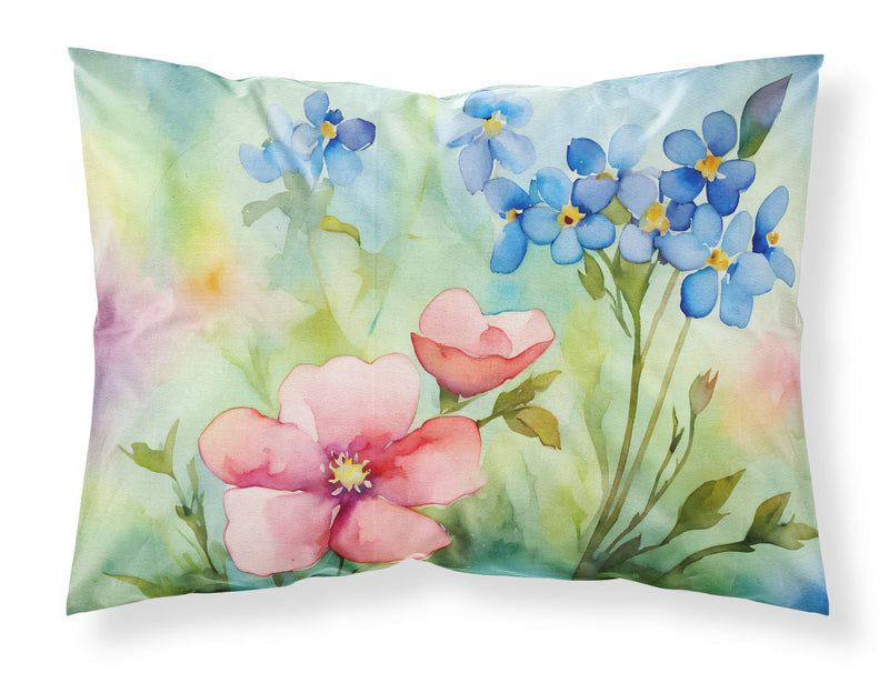 Alaska Forget-me-nots in Watercolor Fabric Standard Pillowcase – Artistic Decorative Front, White Back
