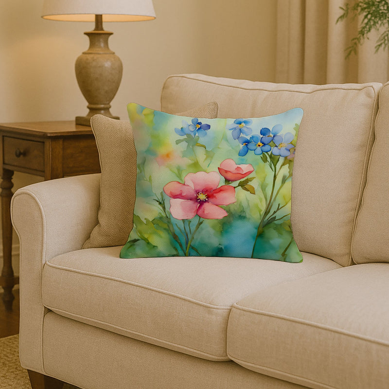 Alaska Forget-me-nots in Watercolor Throw Pillow