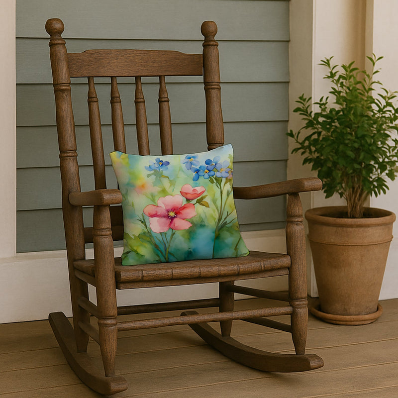 Alaska Forget-me-nots in Watercolor Throw Pillow