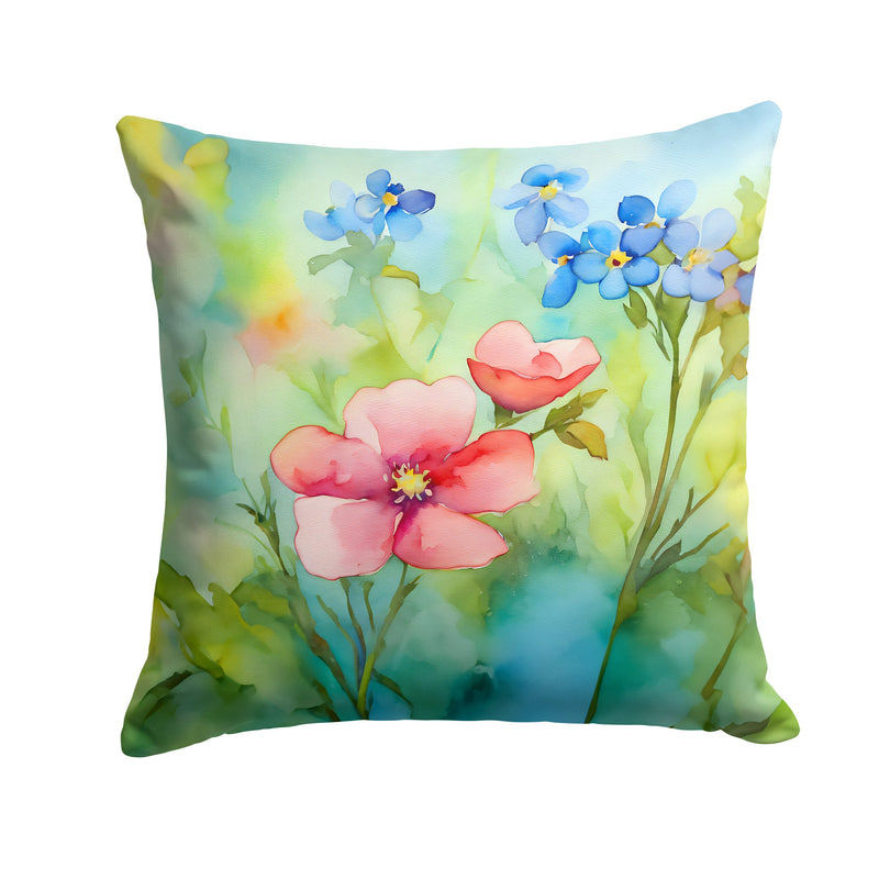 Alaska Forget-me-nots in Watercolor Throw Pillow
