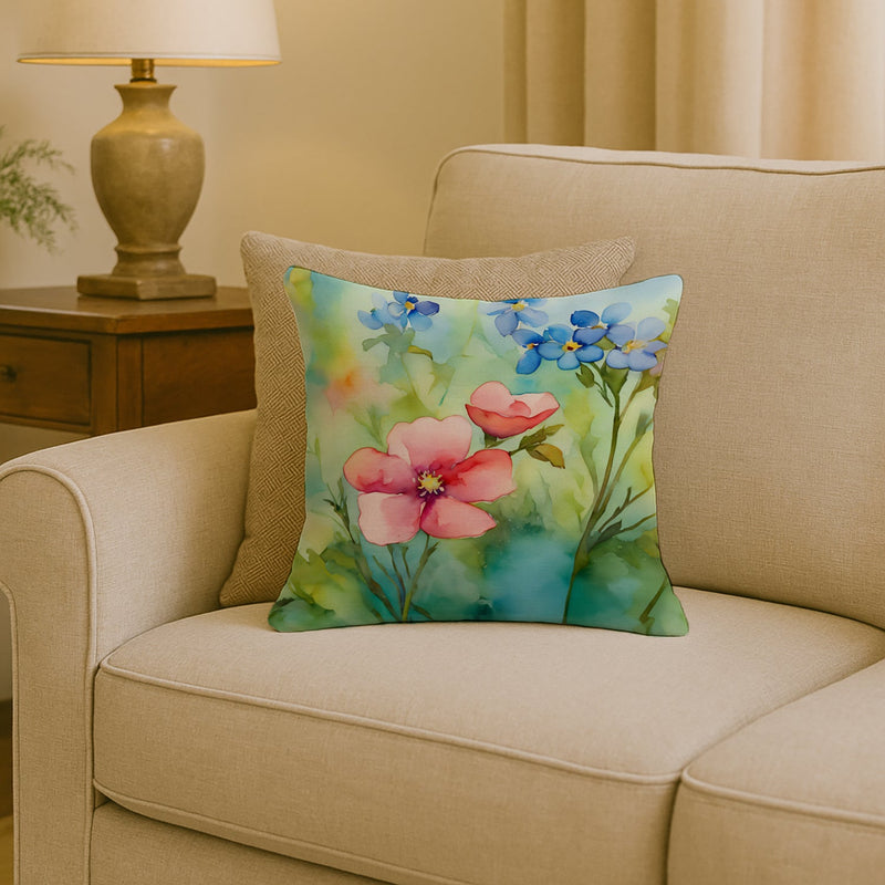 Alaska Forget-me-nots in Watercolor Throw Pillow