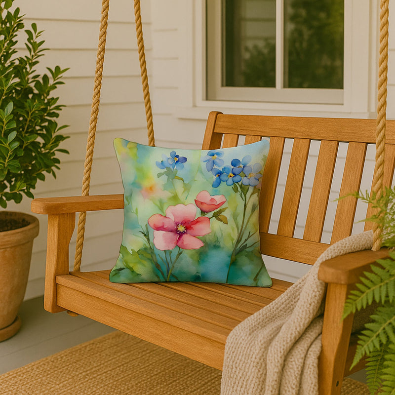 Alaska Forget-me-nots in Watercolor Throw Pillow