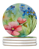 Alaska Forget-me-nots in Watercolor Large Sandstone Coasters Pack of 4