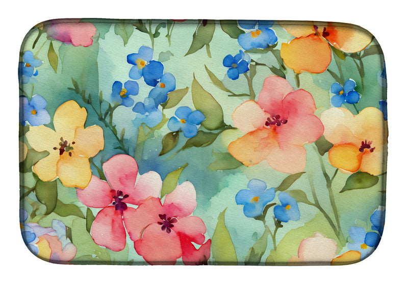 Alaska Forget-me-nots in Watercolor Dish Drying Mat