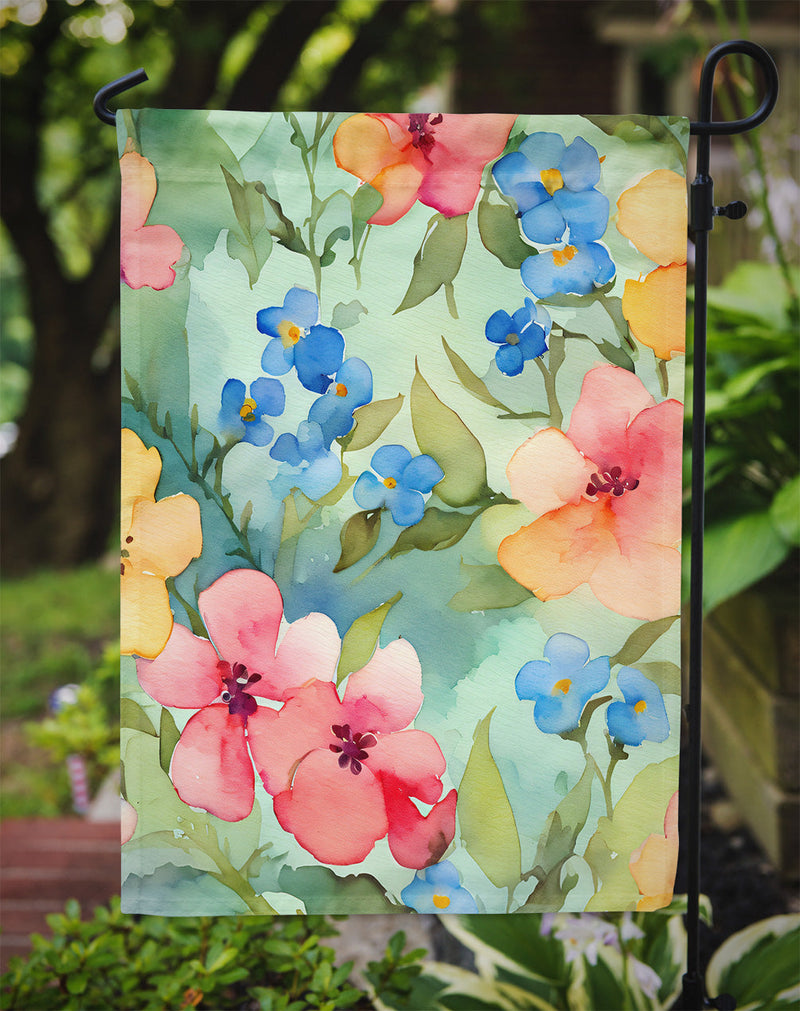 Alaska Forget-me-nots in Watercolor Garden Flag – Outdoor Decorative Yard Flag