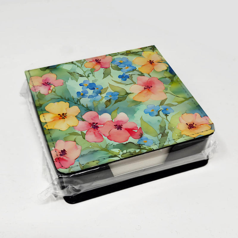 Alaska Forget-me-nots in Watercolor PU Leather Note Paper Holder
