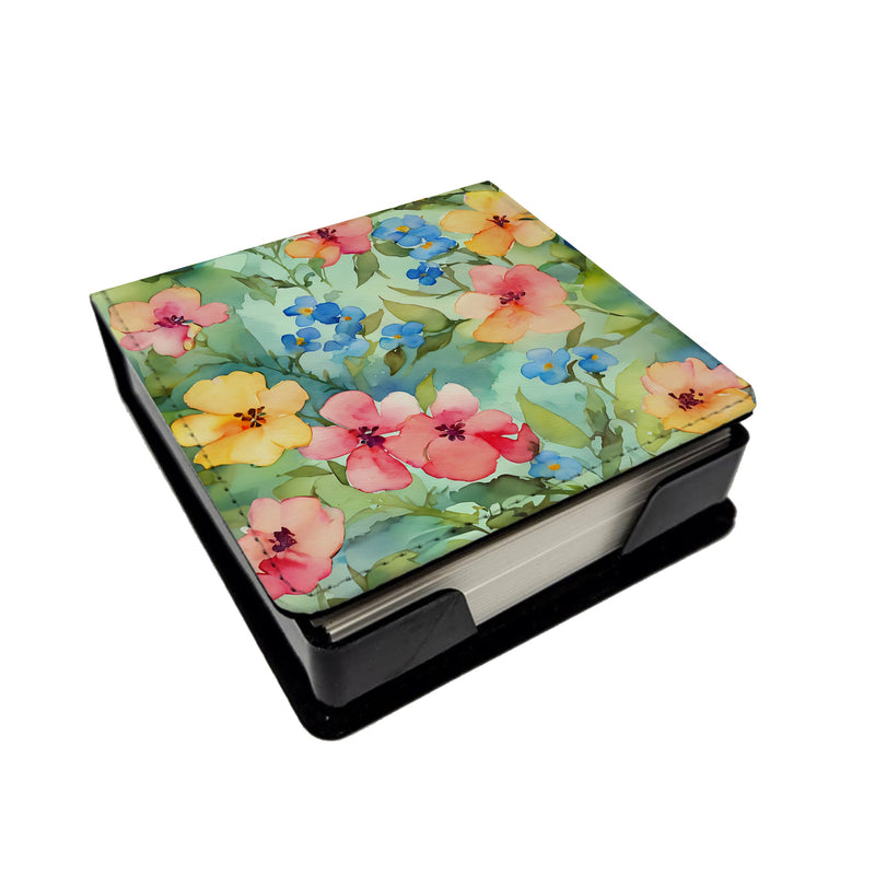 Alaska Forget-me-nots in Watercolor PU Leather Note Paper Holder