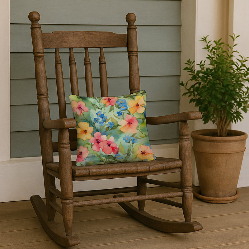 Alaska Forget-me-nots in Watercolor Throw Pillow