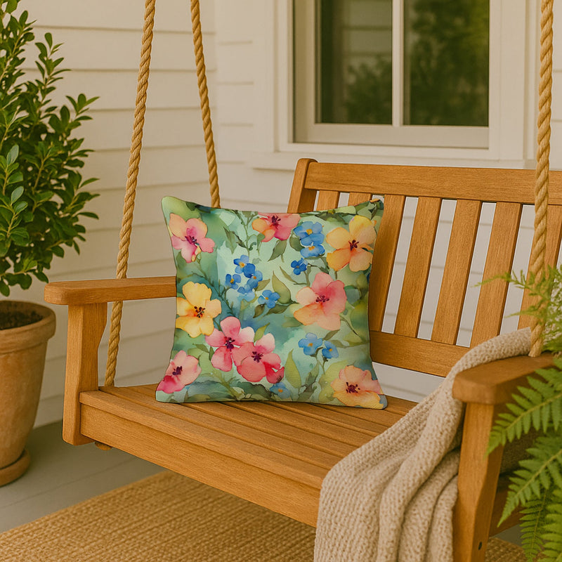 Alaska Forget-me-nots in Watercolor Throw Pillow