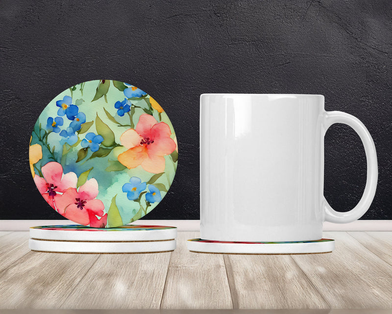 Alaska Forget-me-nots in Watercolor Large Sandstone Coasters Pack of 4