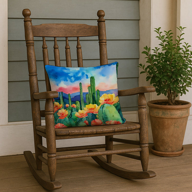 Arizona Saguaro Cactus Blossom in Watercolor Throw Pillow
