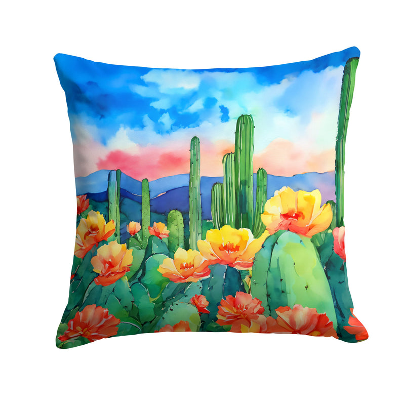 Arizona Saguaro Cactus Blossom in Watercolor Throw Pillow