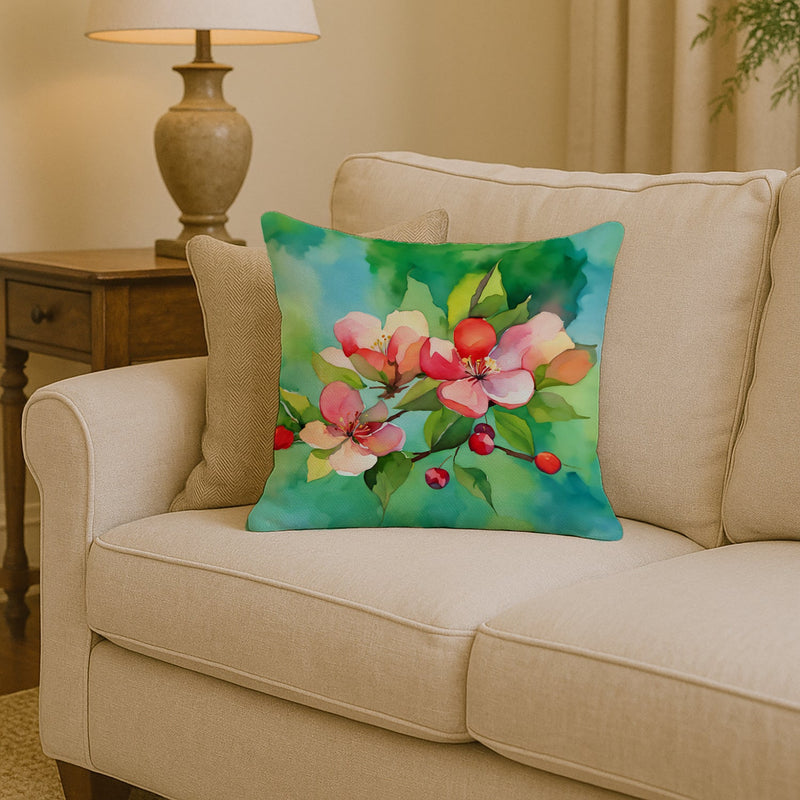 Arkansas Apple Blossom in Watercolor Throw Pillow
