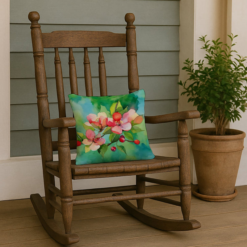 Arkansas Apple Blossom in Watercolor Throw Pillow