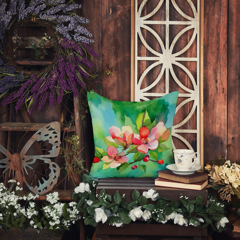 Arkansas Apple Blossom in Watercolor Throw Pillow