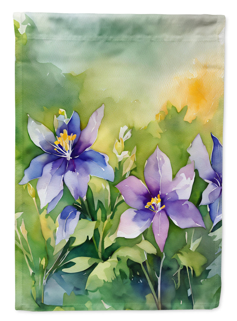 Colorado Rocky Mountain Columbine in Watercolor Garden Flag – Outdoor Decorative Yard Flag