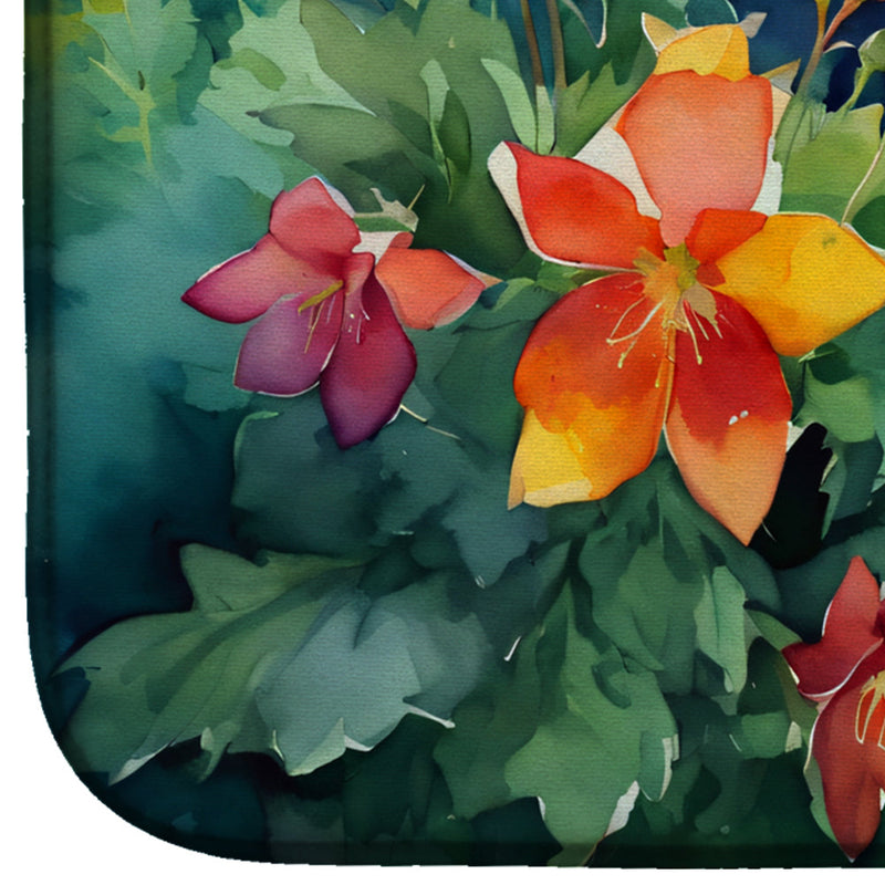Colorado Rocky Mountain Columbine in Watercolor Dish Drying Mat
