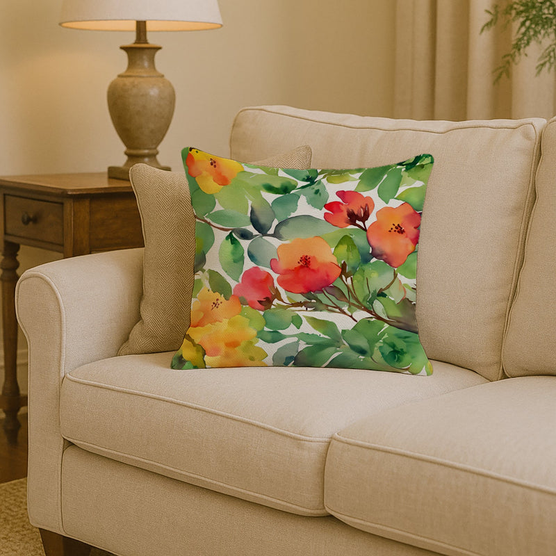 Connecticut Mountain Laurels in Watercolor Throw Pillow