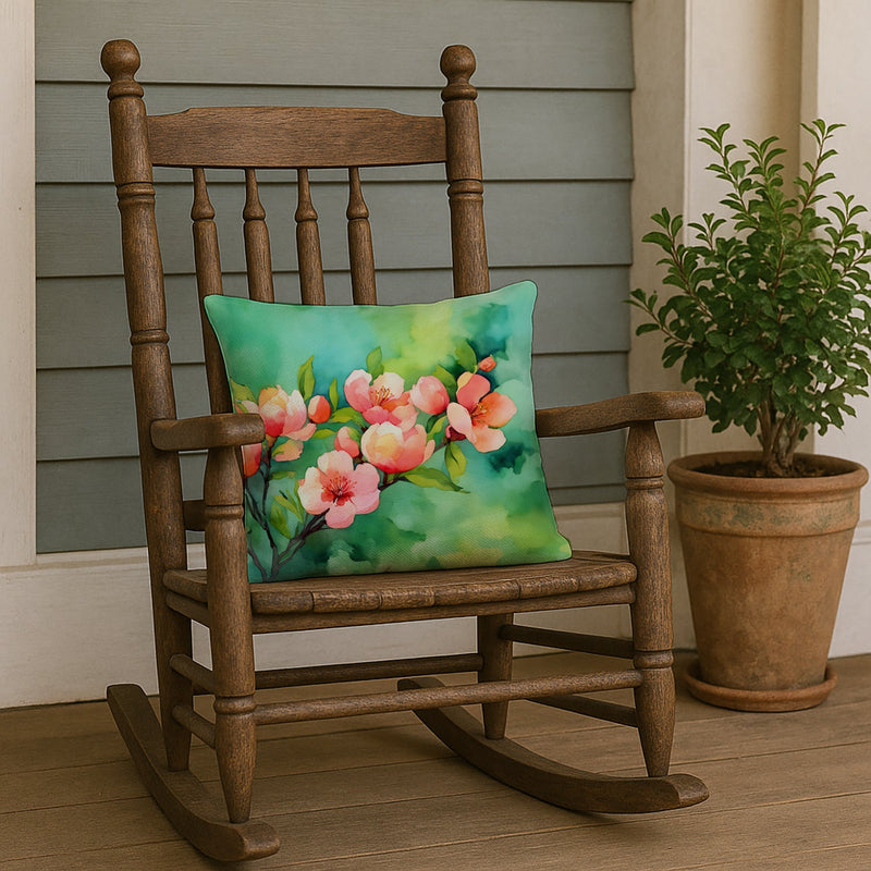 Delaware Peach Blossom in Watercolor Throw Pillow