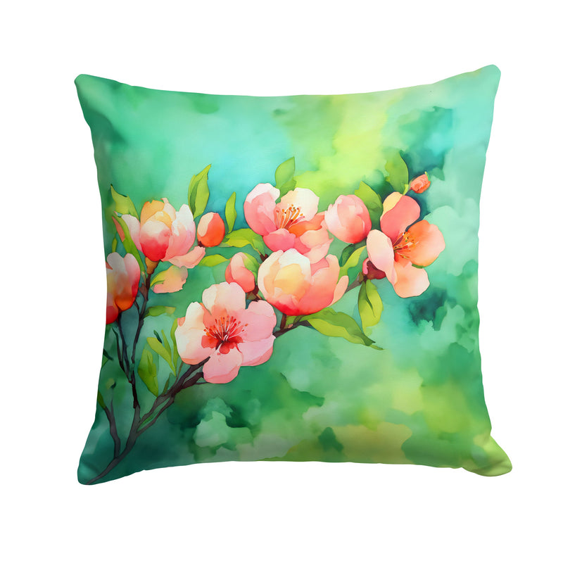 Delaware Peach Blossom in Watercolor Throw Pillow