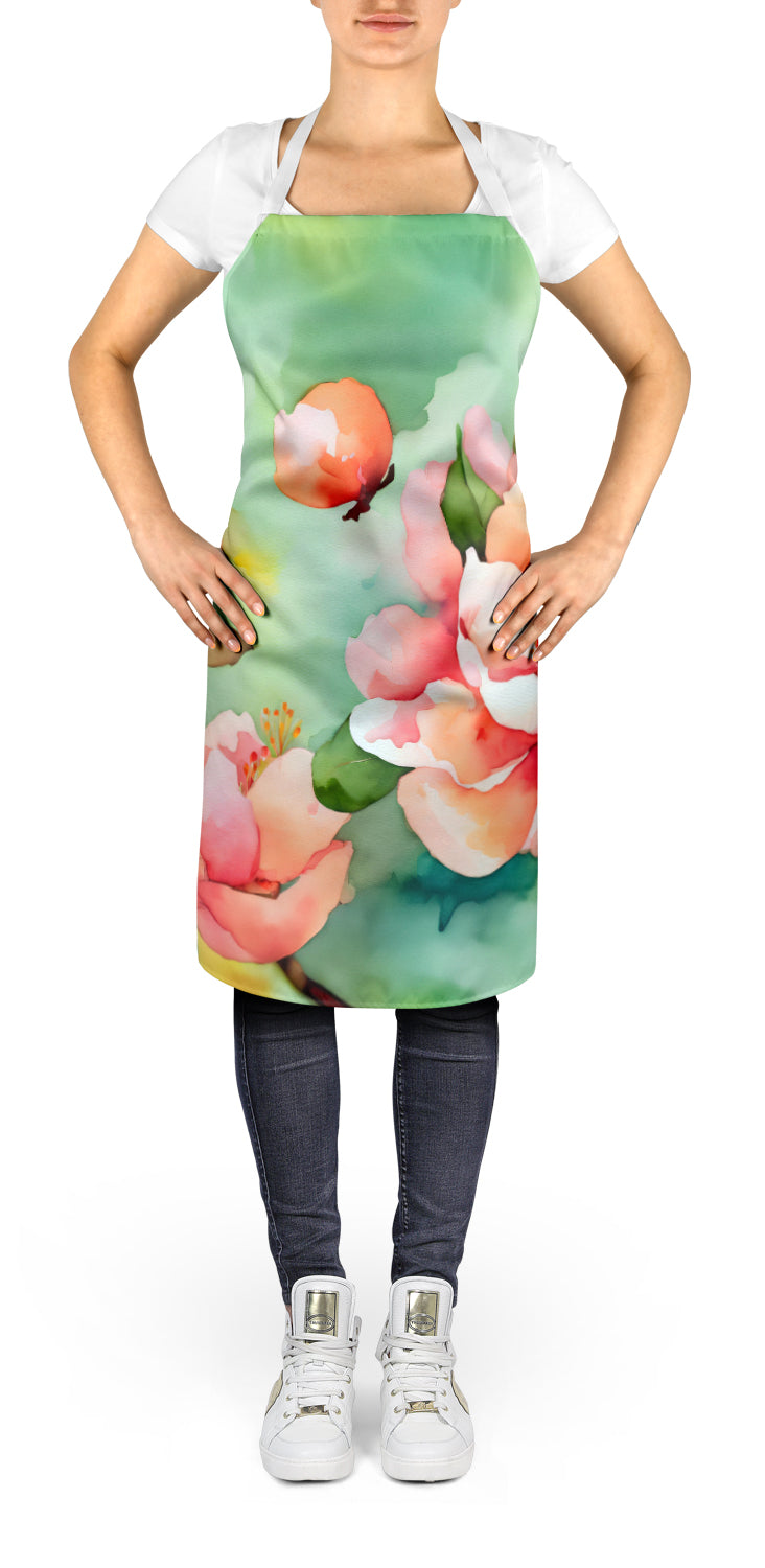 Delaware Peach Blossom in Watercolor Apron – Artist-Designed Kitchen, BBQ & Craft Apron