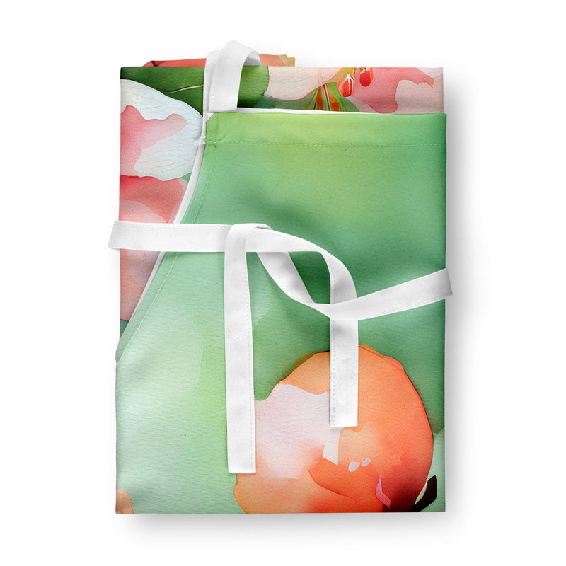 Delaware Peach Blossom in Watercolor Apron – Artist-Designed Kitchen, BBQ & Craft Apron