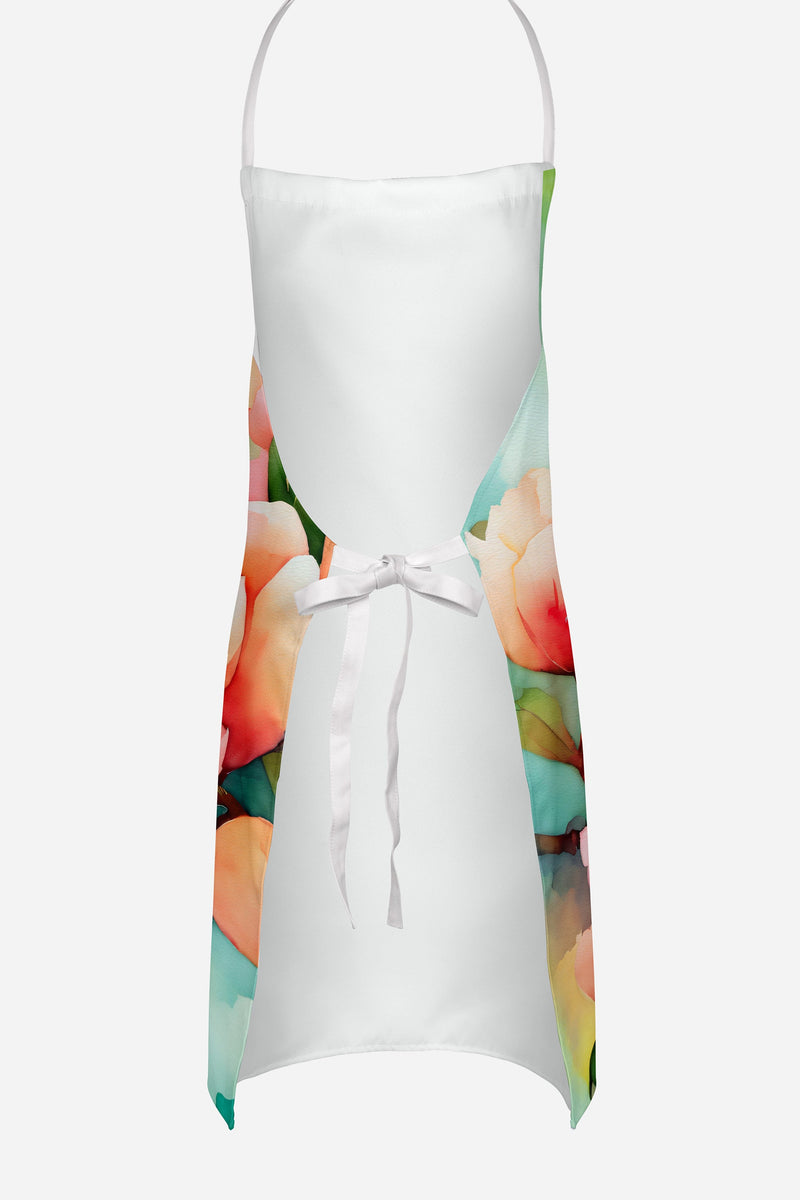 Delaware Peach Blossom in Watercolor Apron – Artist-Designed Kitchen, BBQ & Craft Apron