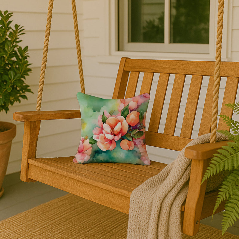 Delaware Peach Blossom in Watercolor Throw Pillow