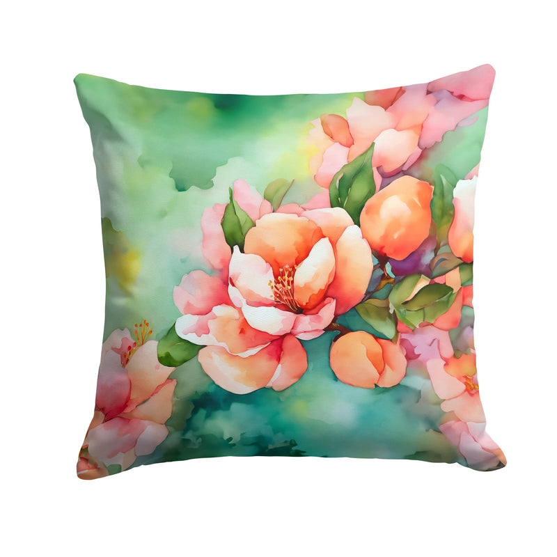 Delaware Peach Blossom in Watercolor Throw Pillow