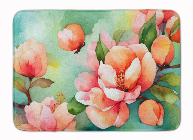 Delaware Peach Blossom in Watercolor Memory Foam Kitchen Mat